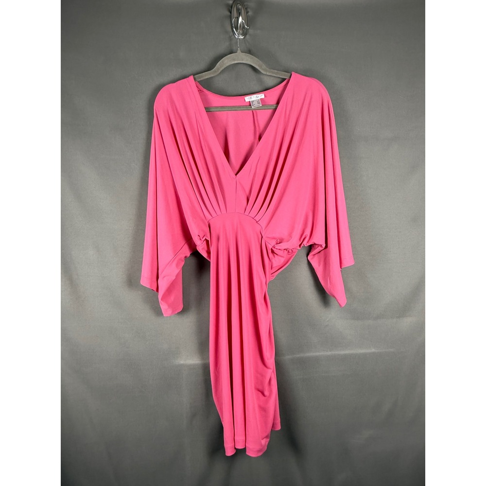 Venus Draped Kimono Sleeve Dress Women Medium Pink V-Neck Cinched Tie Back